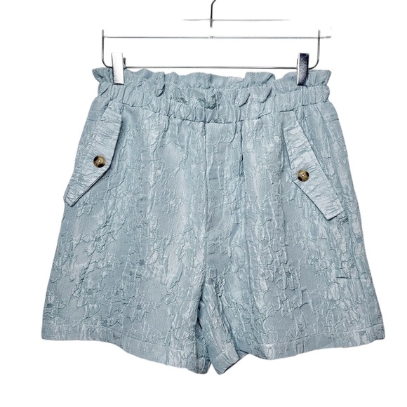Current Air Baby Blue Brocade Pull On women’s High Rise Shorts Sz M - Picture 1 of 11